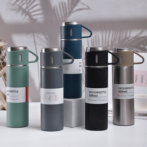 Stainless Steel Vacuum Flask Set 500ml Double Wall Thermos Set Vacuum Flask Gift Set With Double Lids